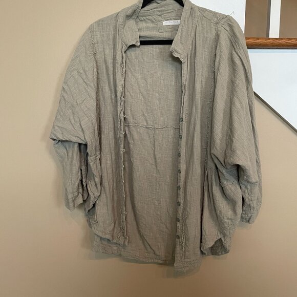 Free People We The Free One and Only Button-down sz L - Picture 3 of 4